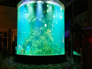 cina custom murah super besar pusingan kaca pmma akuarium tangki ikan akrilik silinder yang jelas